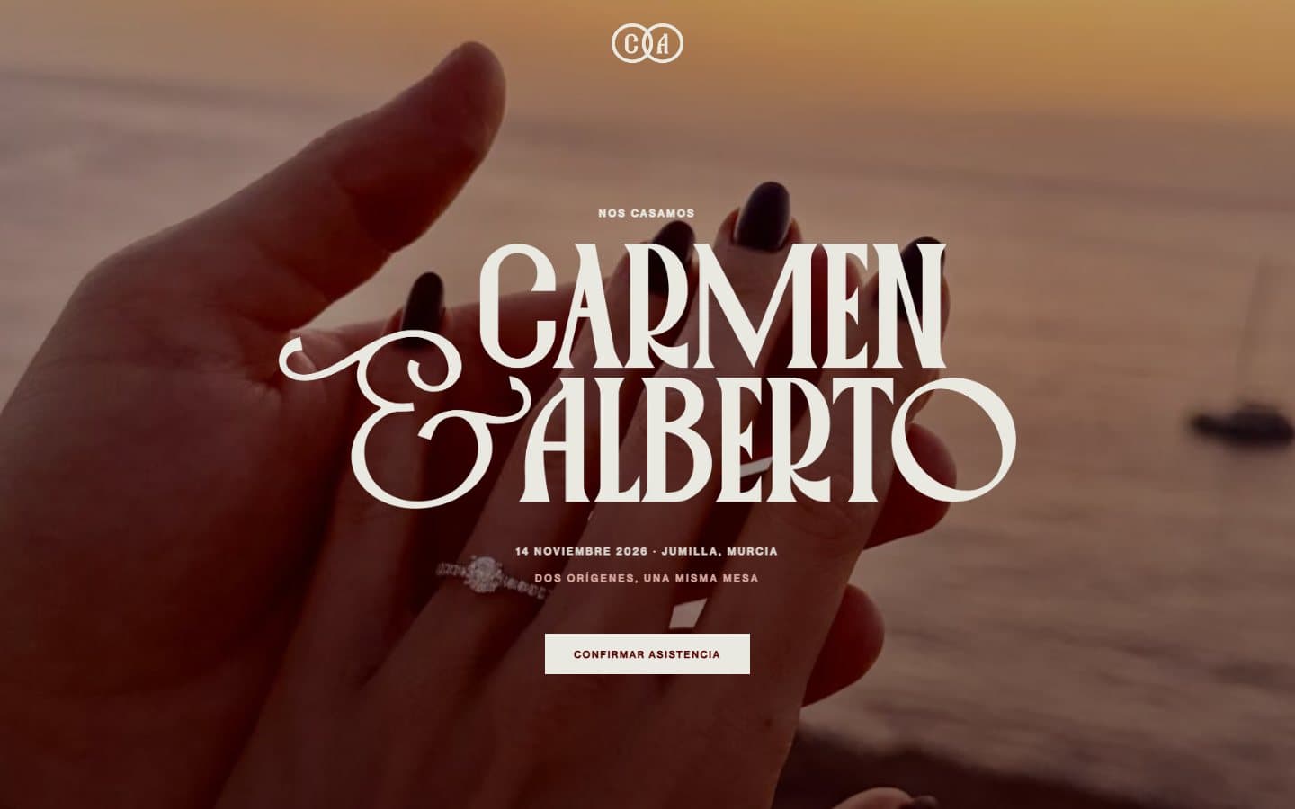 Captura de la web de boda