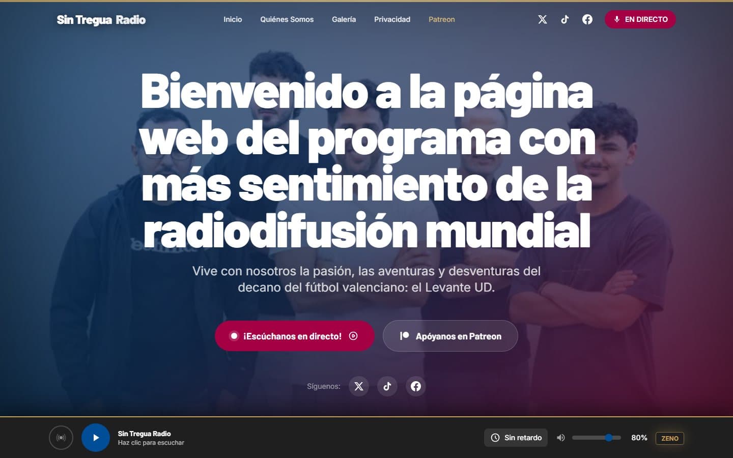 Captura de la web del programa de radio
